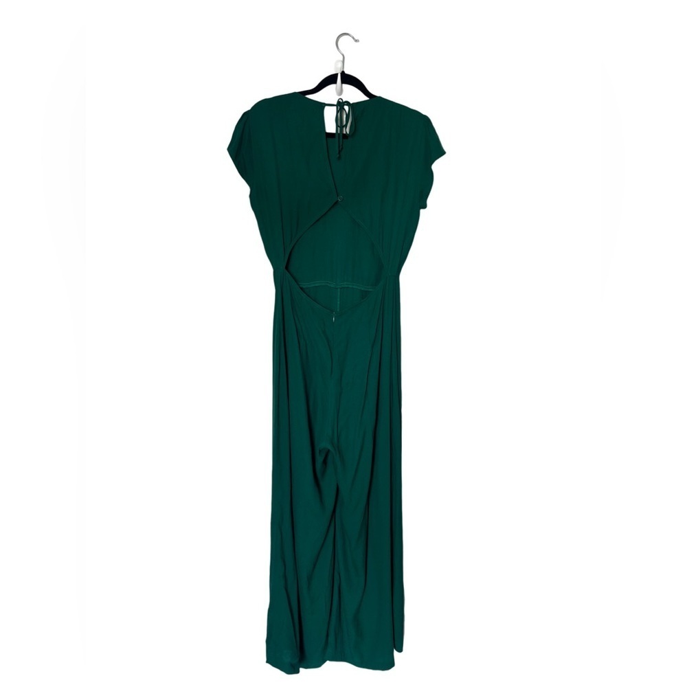 Reformation Mayer Open Back Jumpsuit Emerald Green Cap Sleeve Wide Leg Size 8 - Picture 5 of 8